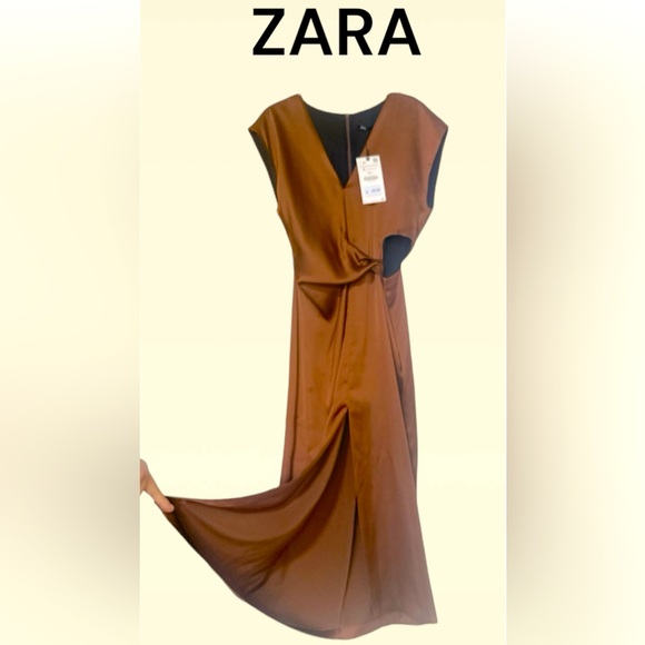 ZARA V-NECK CUTOUT DRESS- S - Picture 1 of 11